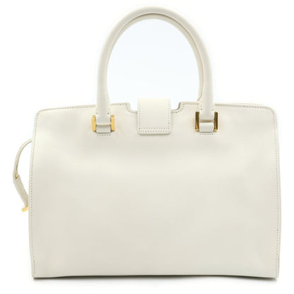 Saint Laurent Paris Baby Cabas Cassandra Leather Shoulder Bag White — view 2