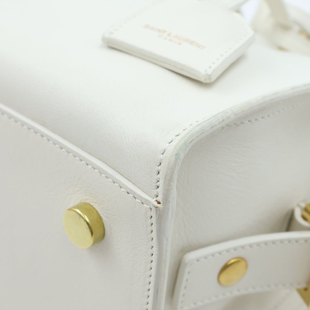 Saint Laurent Paris Baby Cabas Cassandra Leather Shoulder Bag White — view 5