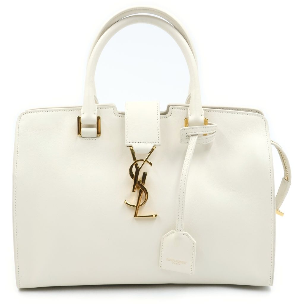 Saint Laurent Paris Baby Cabas Cassandra Leather Shoulder Bag White