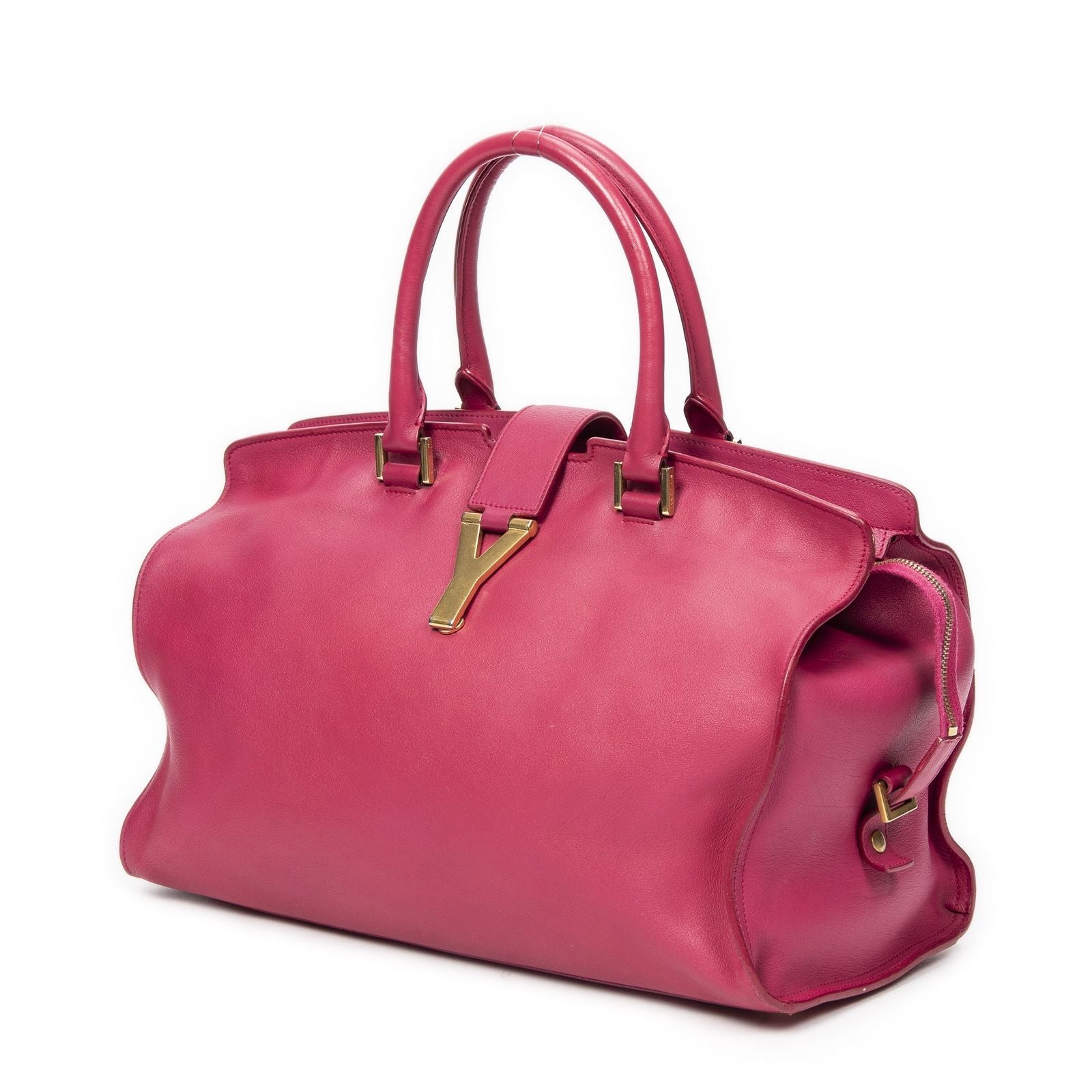 Saint Laurent Classic Cabas Fuchsia Pink Calfskin Leather Shoulder Bag — view 2