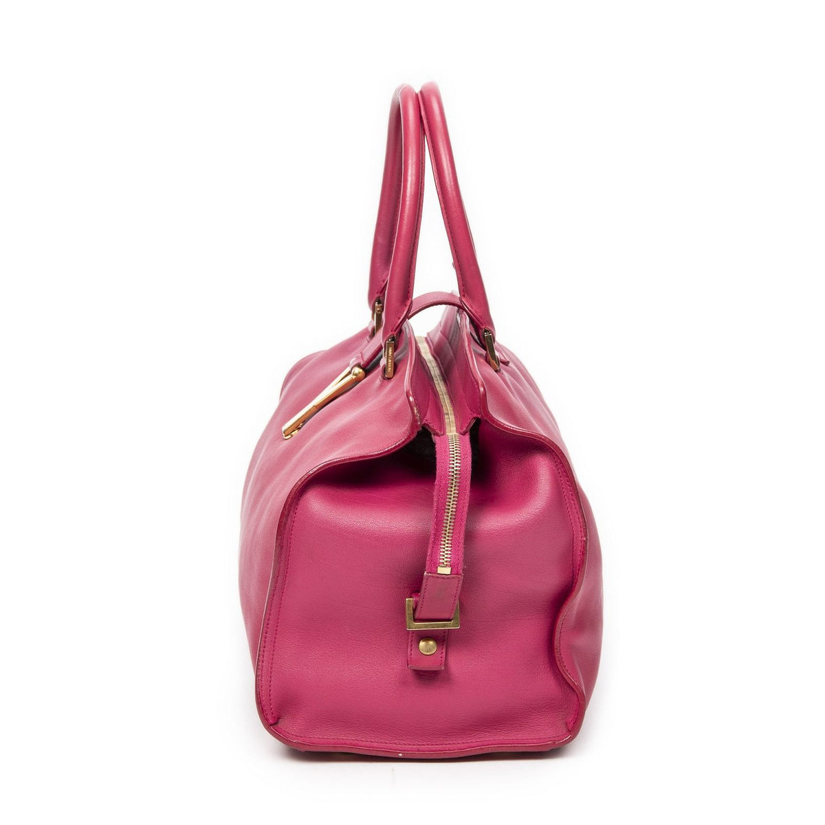 Saint Laurent Classic Cabas Fuchsia Pink Calfskin Leather Shoulder Bag — view 3