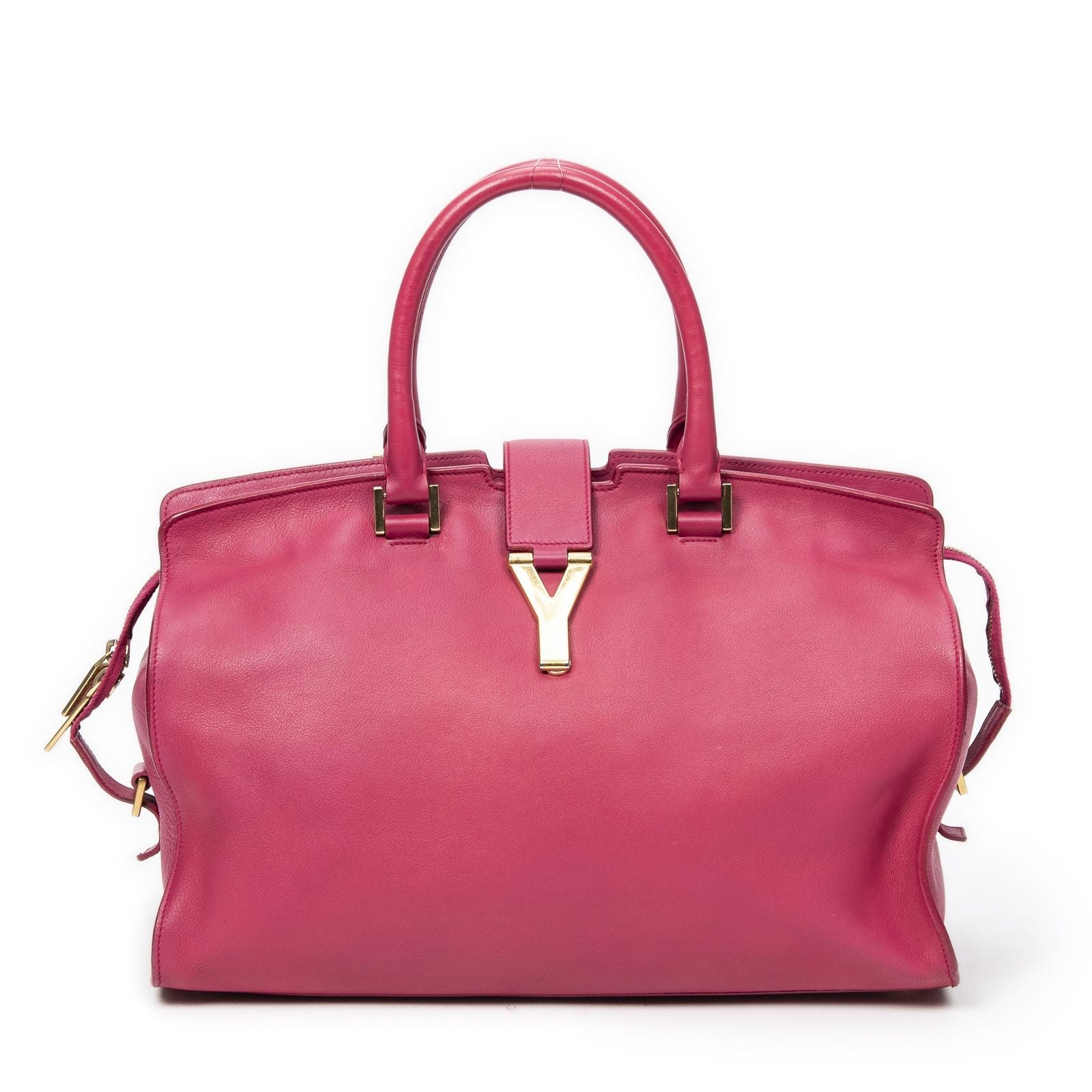 Saint Laurent Classic Cabas Fuchsia Pink Calfskin Leather Shoulder Bag