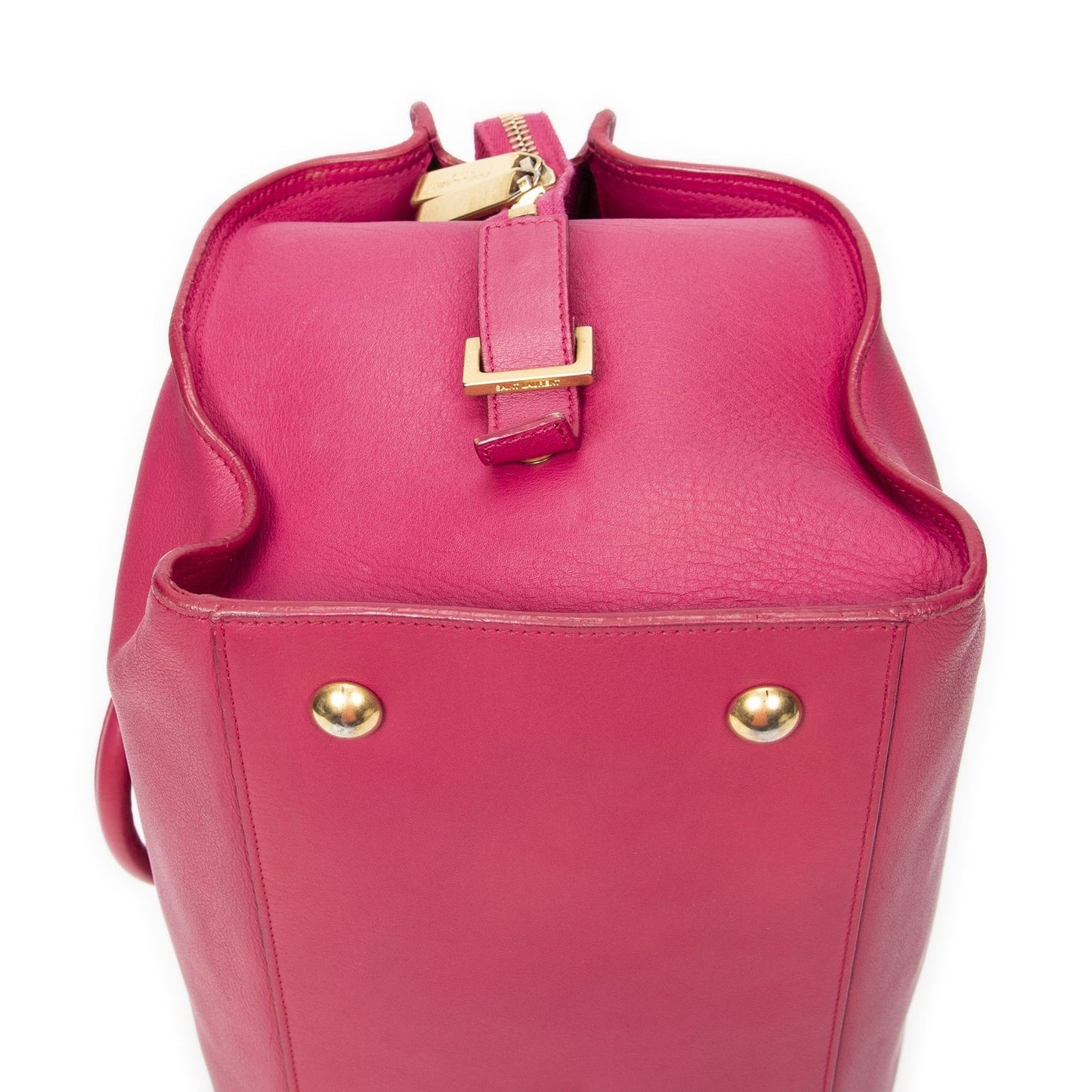 Saint Laurent Classic Cabas Fuchsia Pink Calfskin Leather Shoulder Bag — view 7