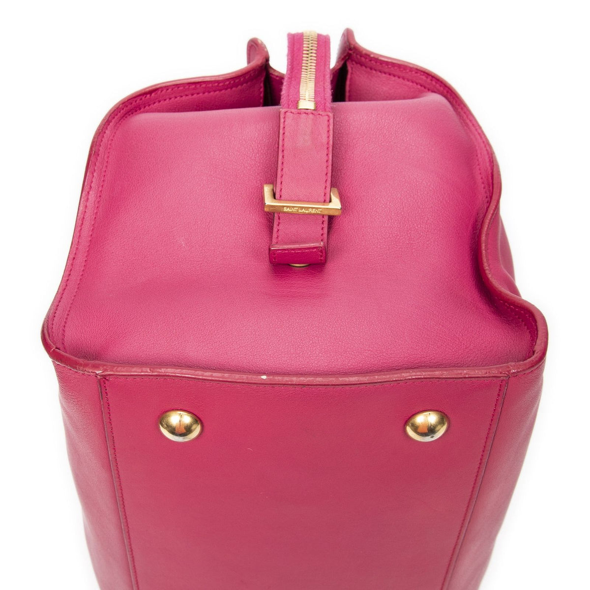 Saint Laurent Classic Cabas Fuchsia Pink Calfskin Leather Shoulder Bag — view 8
