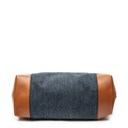 Gucci Midi Amcraft Tote Bag Blue Denim Brown Print Canvas — view 6