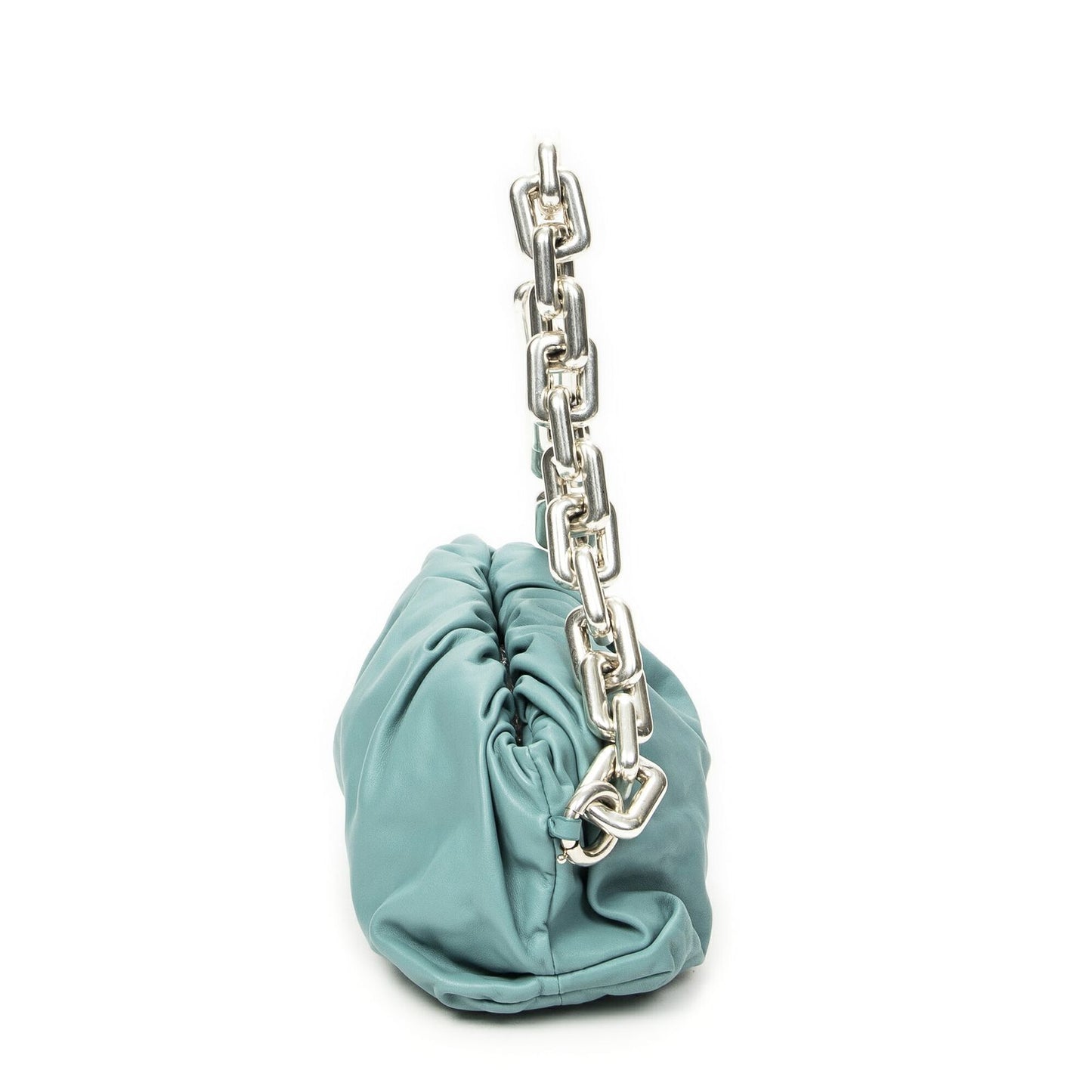 Bottega Veneta Chain Pouch Blue Calfskin Leather — view 3