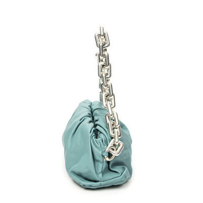 Bottega Veneta Chain Pouch Blue Calfskin Leather — view 3