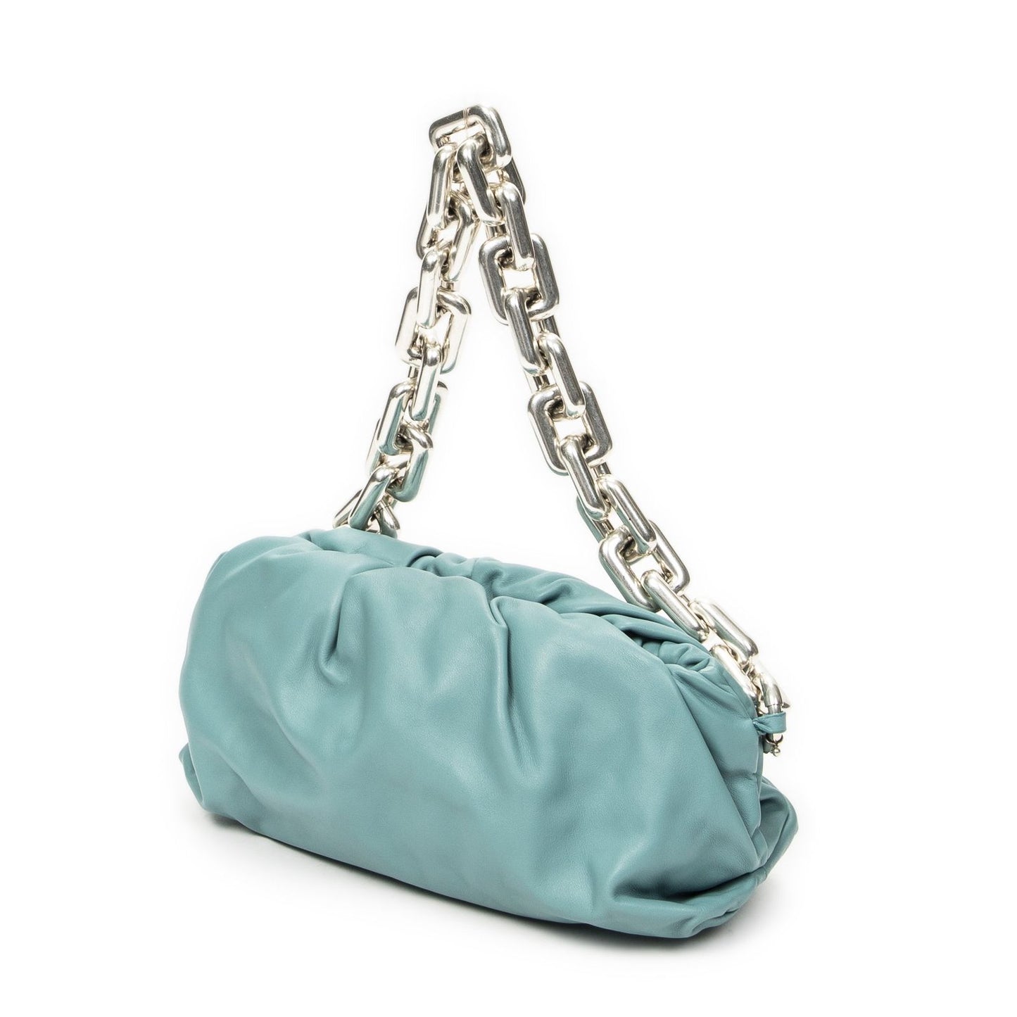 Bottega Veneta Chain Pouch Blue Calfskin Leather — view 2