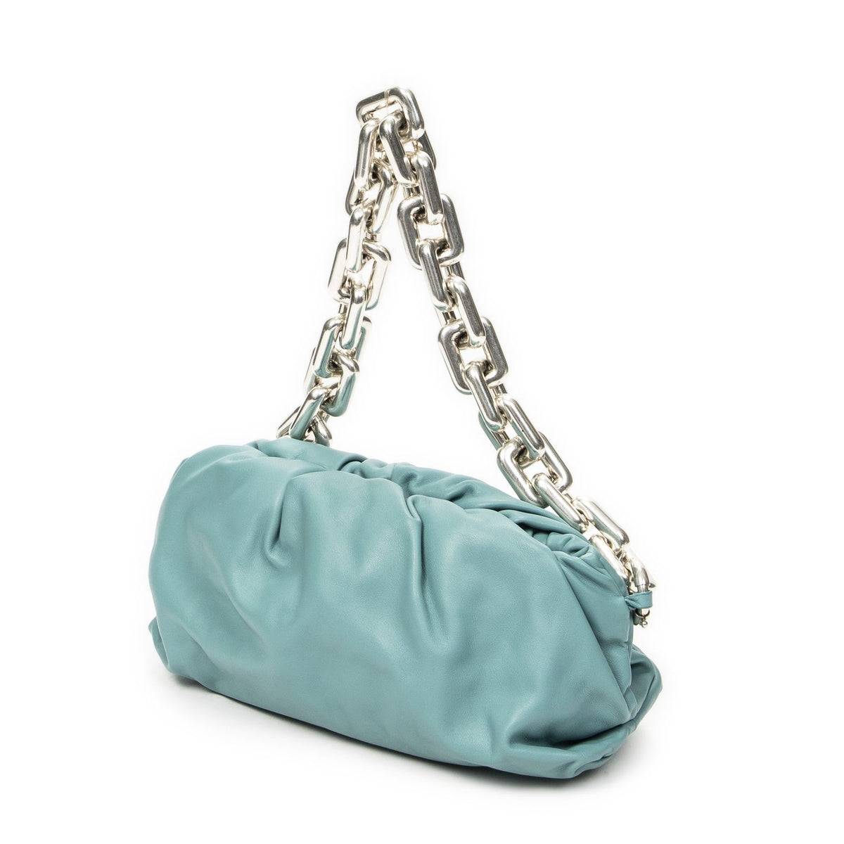 Bottega Veneta Chain Pouch Blue Calfskin Leather — view 2