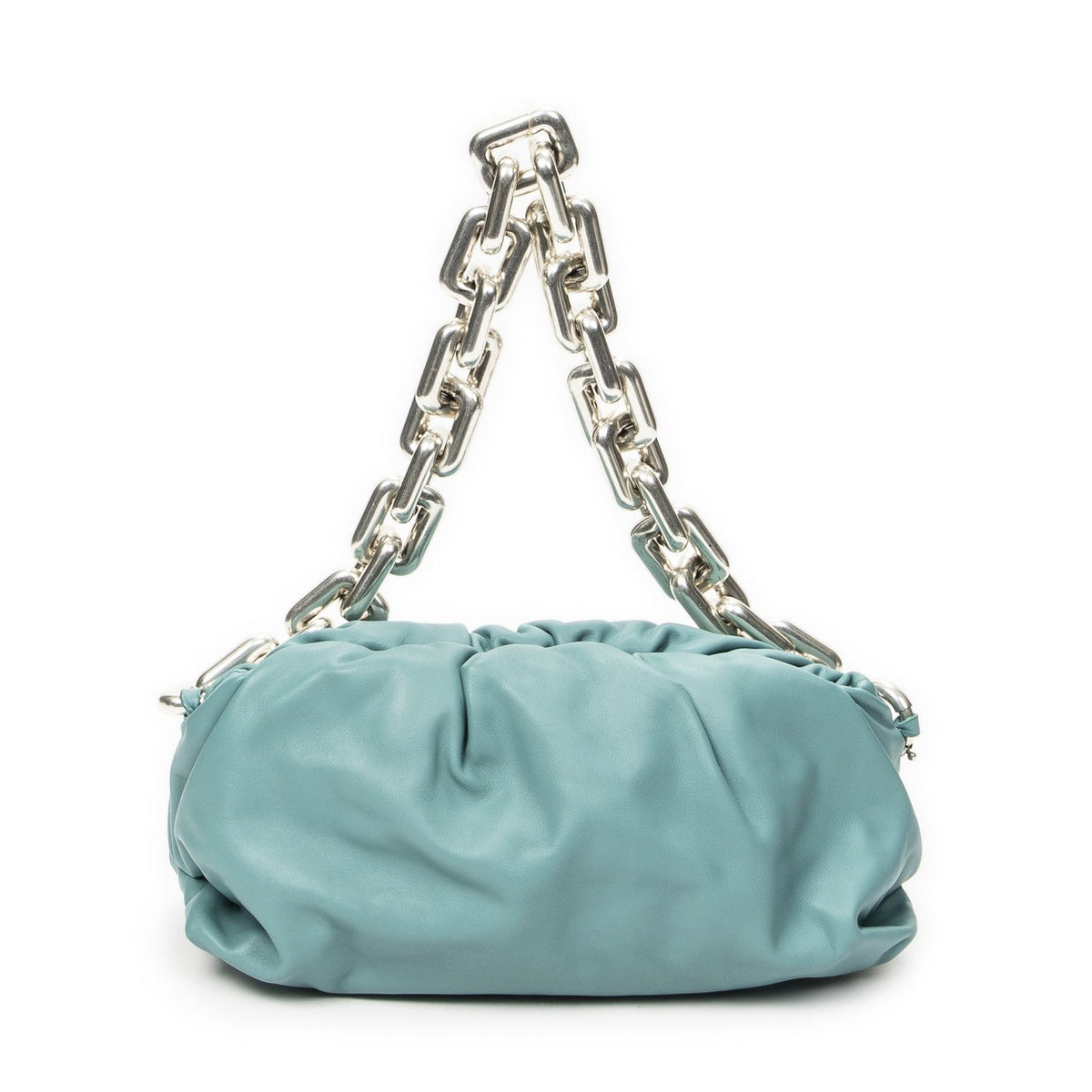 Bottega Veneta Chain Pouch Blue Calfskin Leather