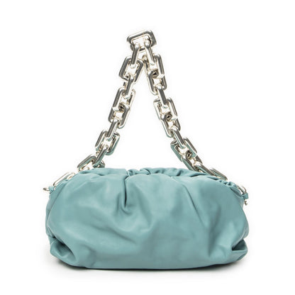 Bottega Veneta Chain Pouch Blue Calfskin Leather