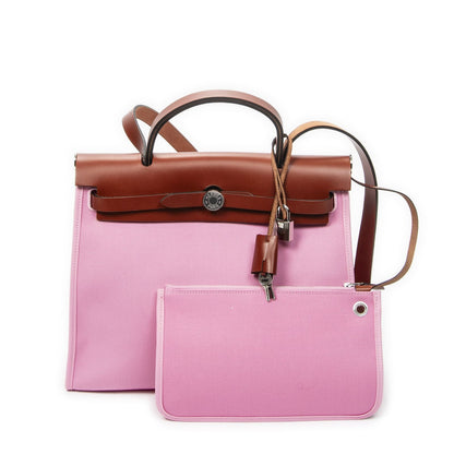 Hermes Herbag Zip Brown Toile Officier Handbag