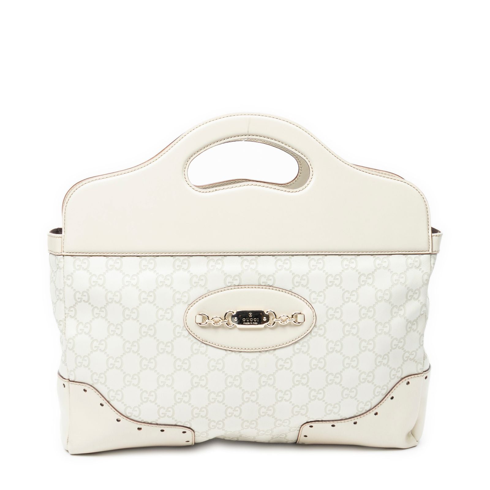 Gucci Medium Web Punch Top Handle Ivory Guccissima