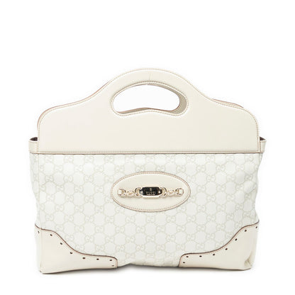 Gucci Medium Web Punch Top Handle Ivory Guccissima