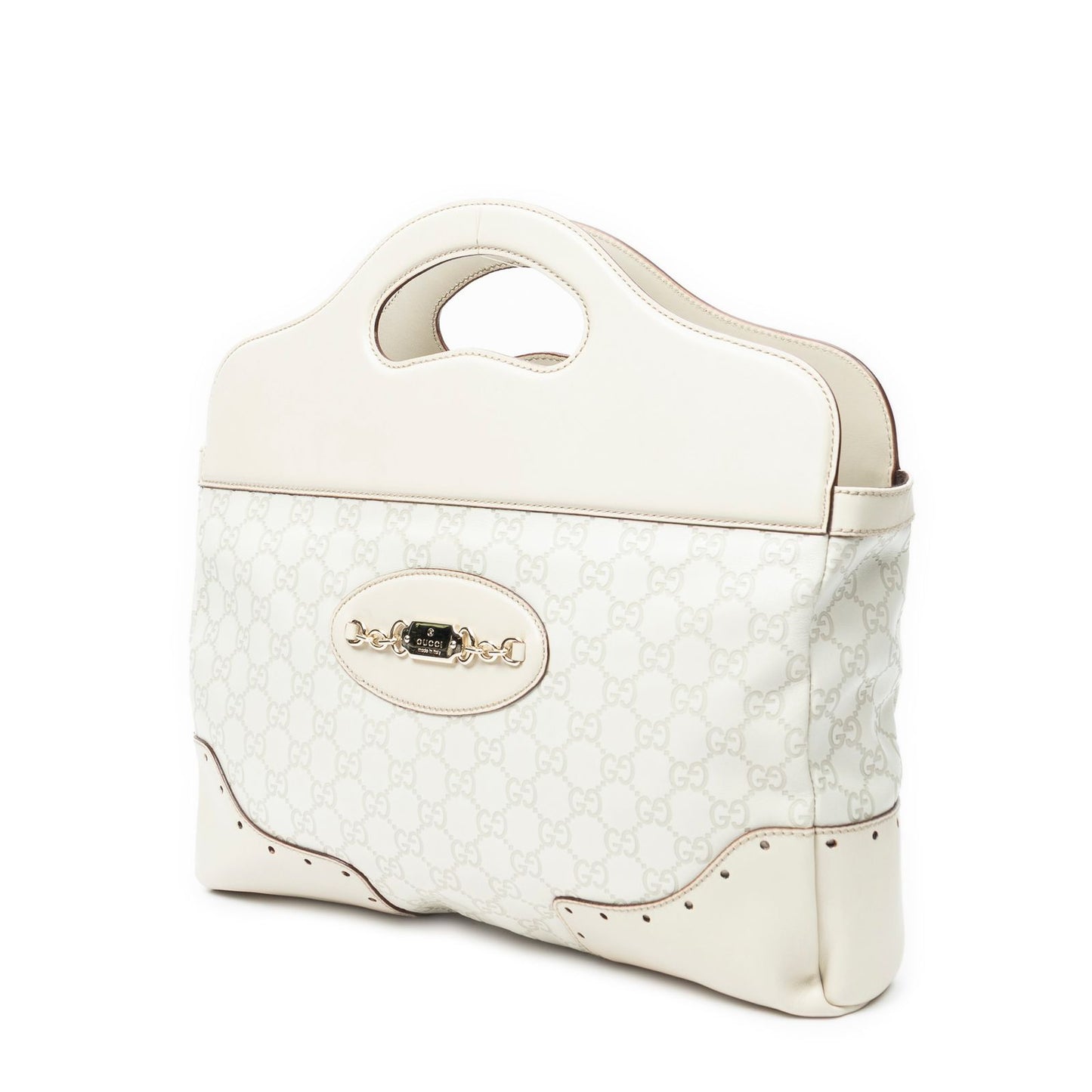 Gucci Medium Web Punch Top Handle Ivory Guccissima — view 2
