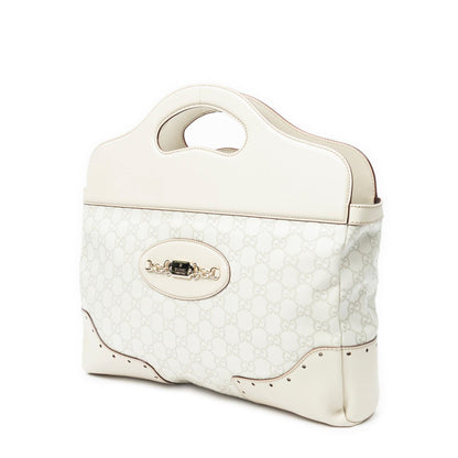 Gucci Medium Web Punch Top Handle Ivory Guccissima — view 2