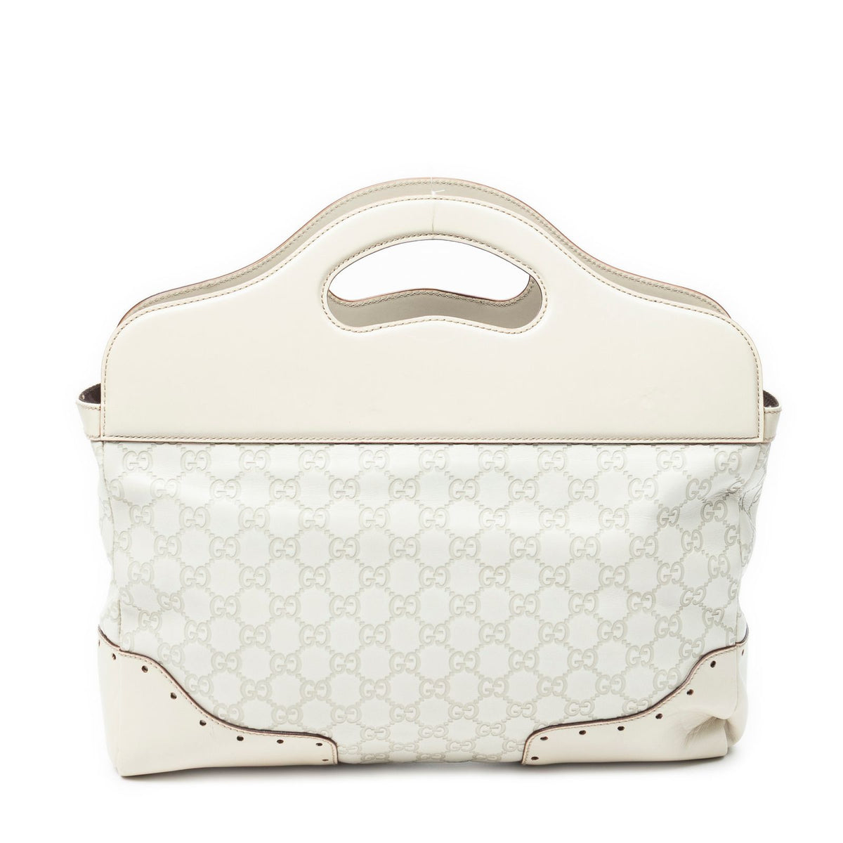 Gucci Medium Web Punch Top Handle Ivory Guccissima — view 5