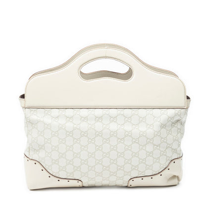 Gucci Medium Web Punch Top Handle Ivory Guccissima — view 5