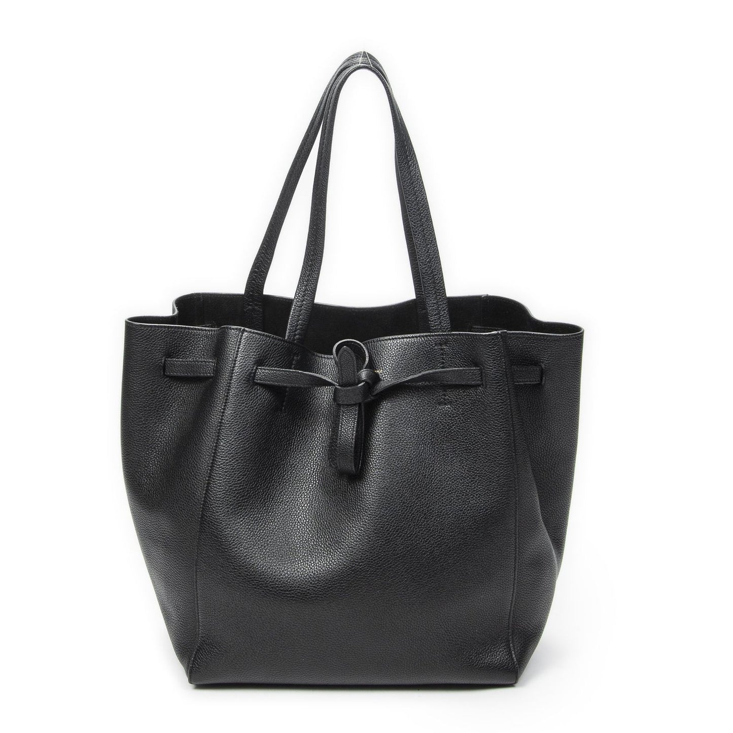Celine Medium Cabas Phantom Tote Bag Black Grain Calfskin Leather
