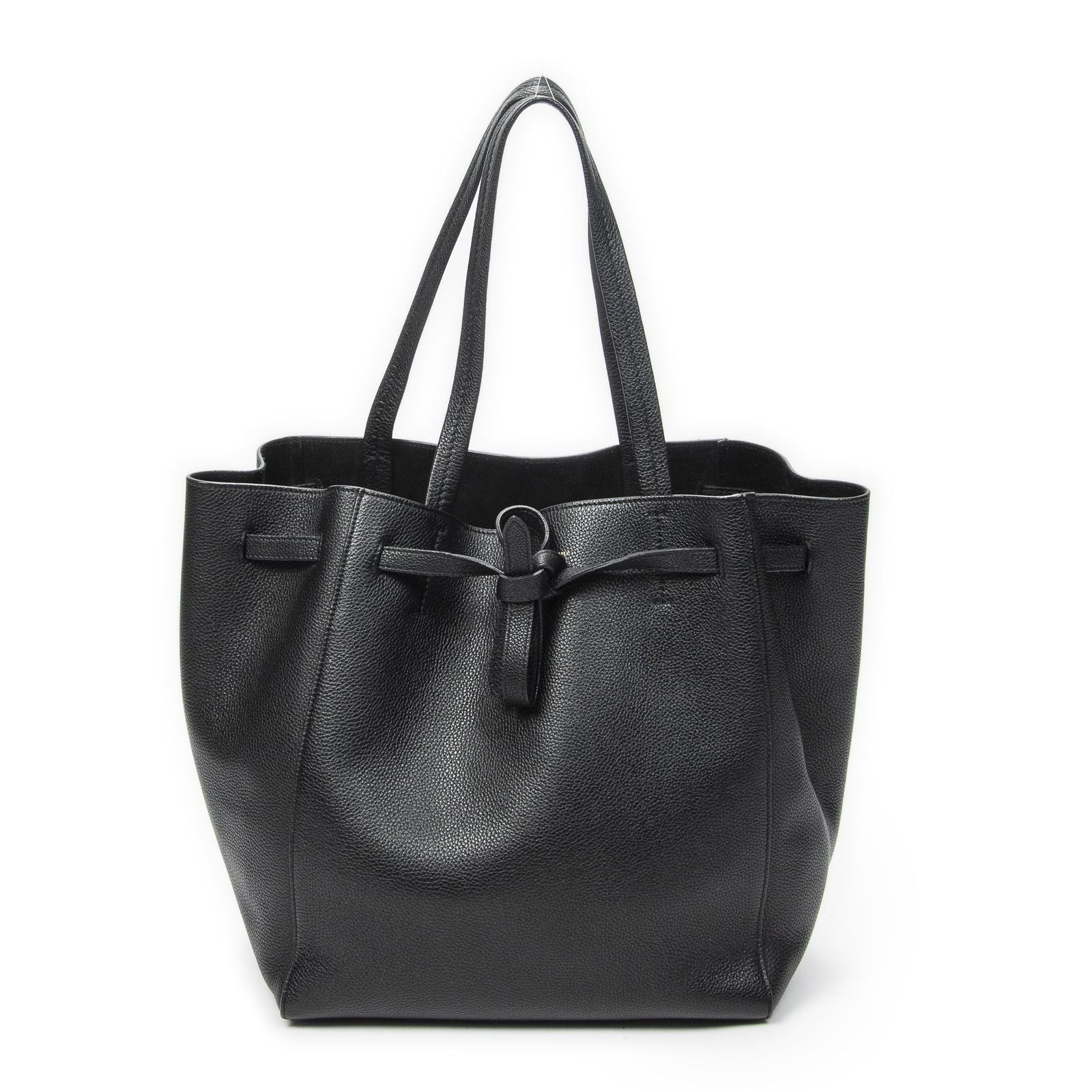 Celine Medium Cabas Phantom Tote Bag Black Grain Calfskin Leather