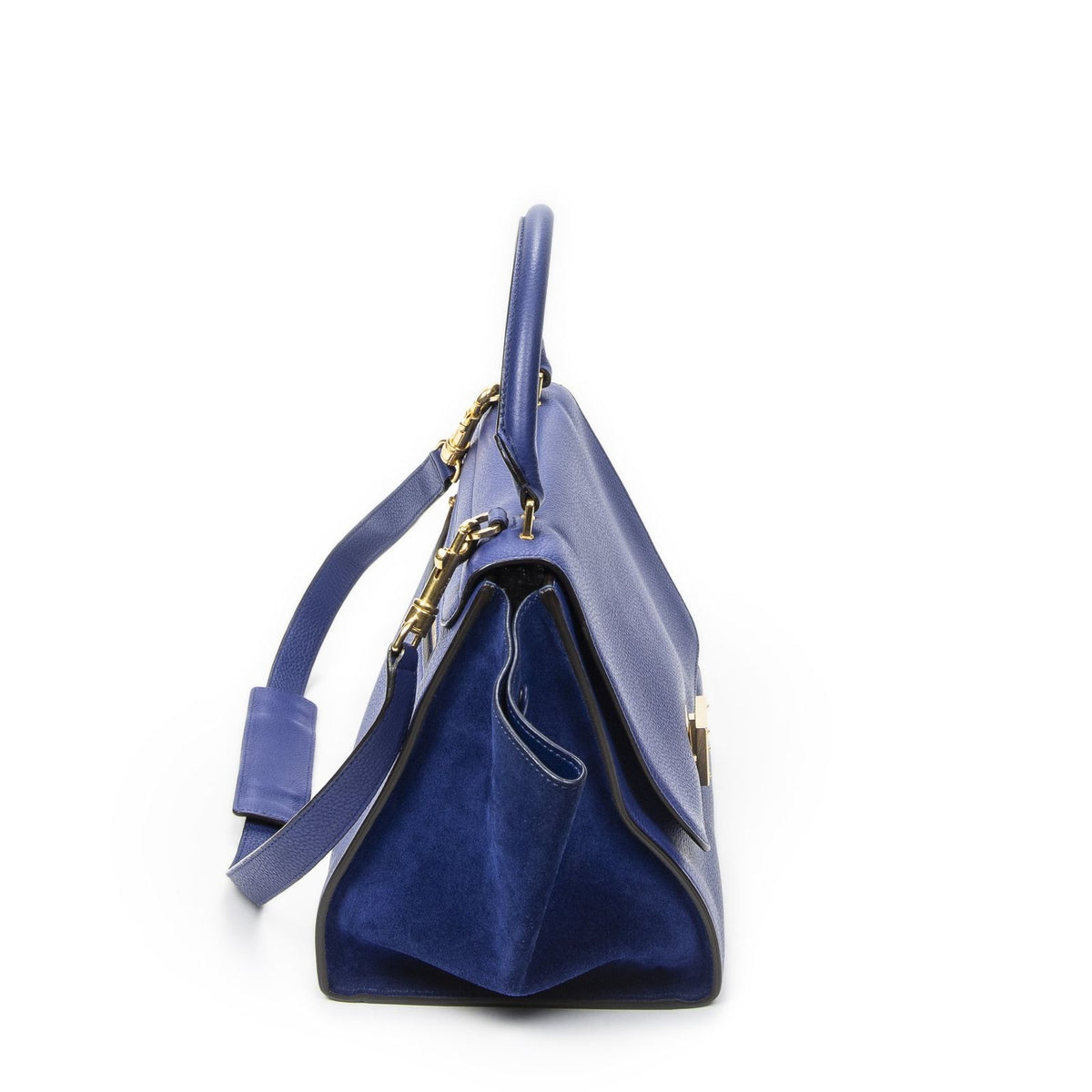 Celine Small Medium Swing Blue Grain Calfskin Leather Shoulder Bag — view 4