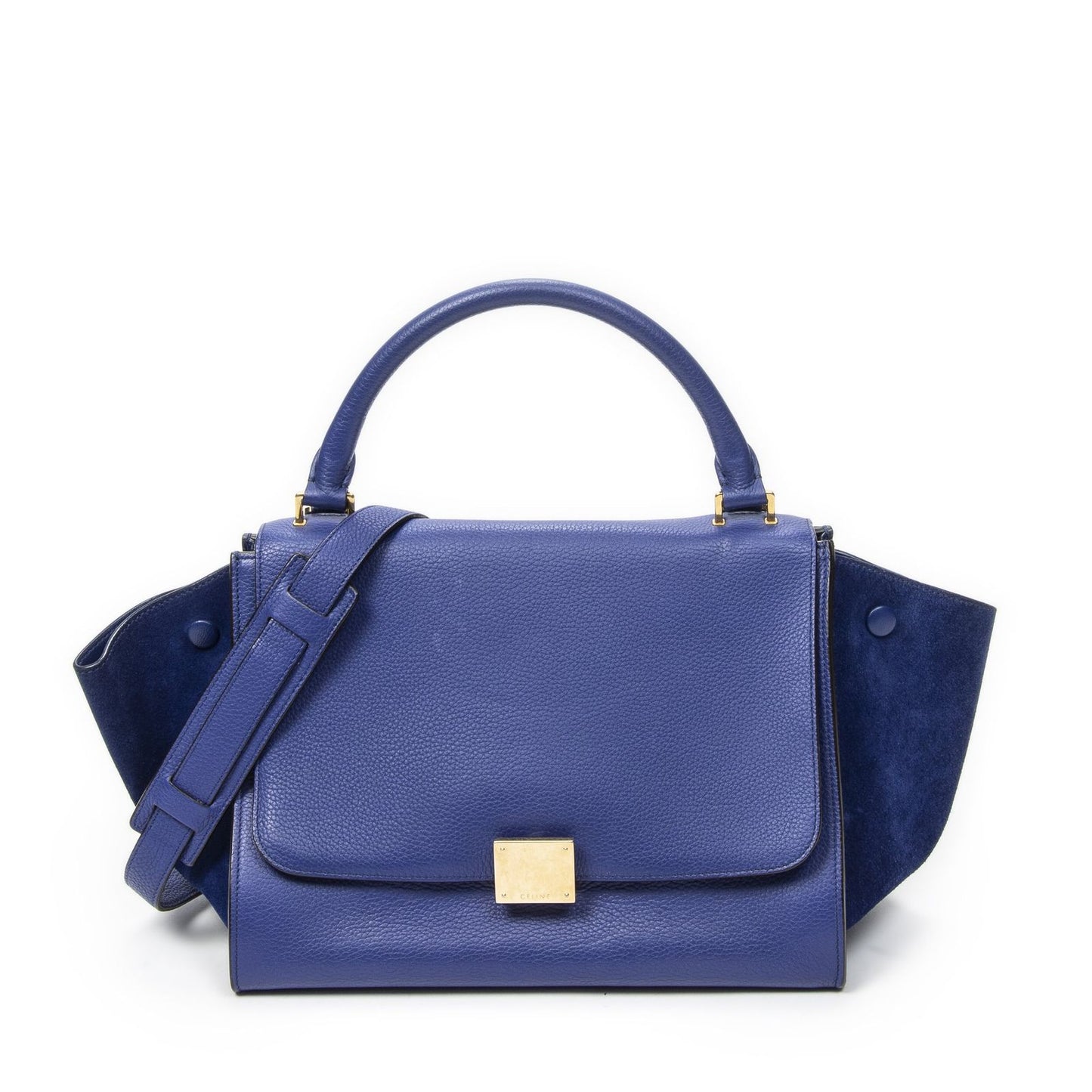 Celine Small Medium Swing Blue Grain Calfskin Leather Shoulder Bag