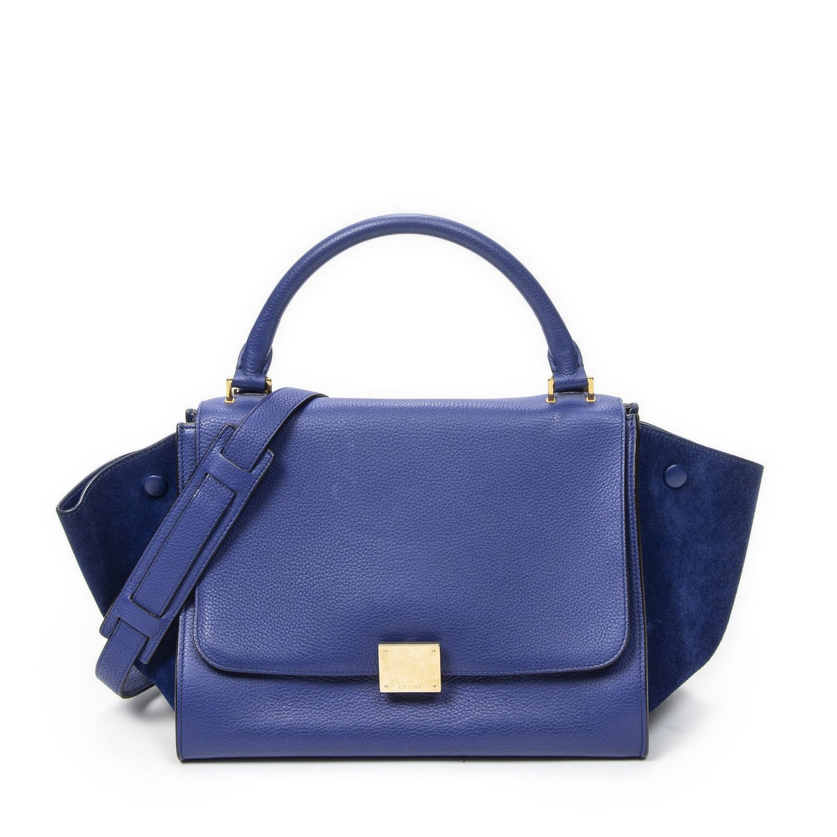 Celine Small Medium Swing Blue Grain Calfskin Leather Shoulder Bag