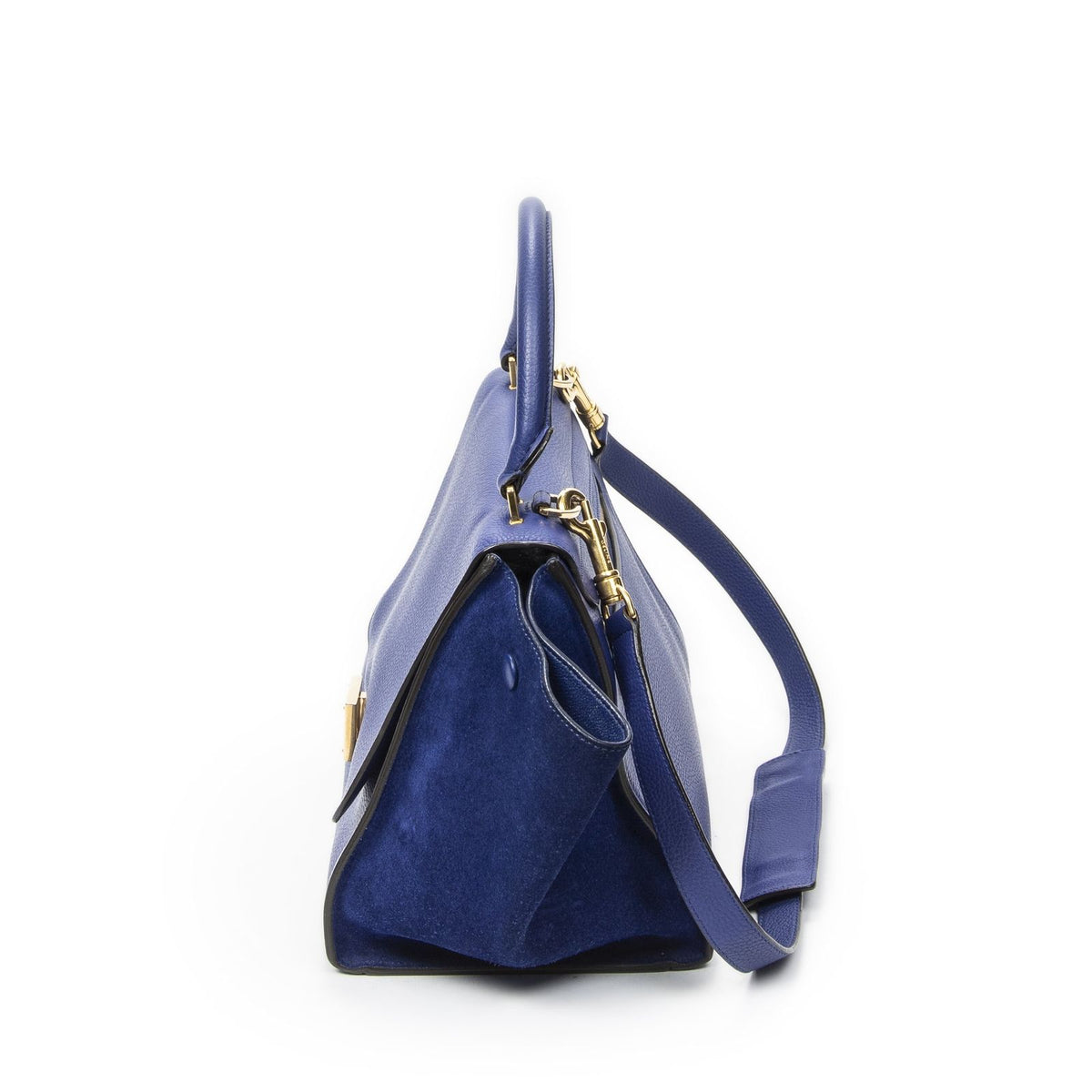 Celine Small Medium Swing Blue Grain Calfskin Leather Shoulder Bag — view 3