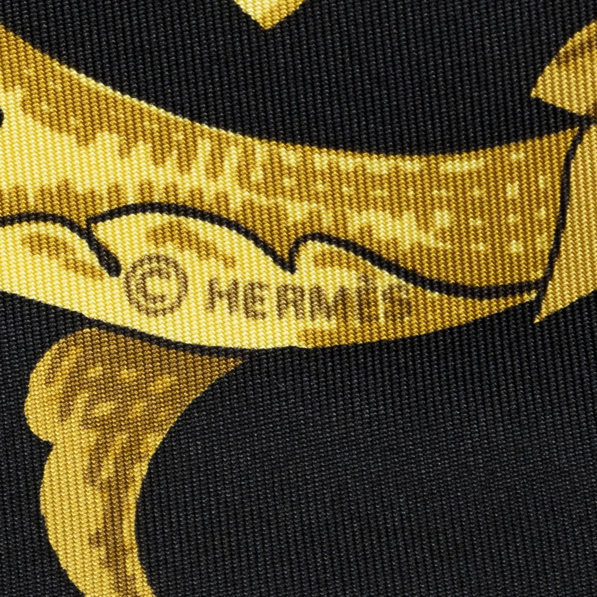 Hermes Scarf Black Gold Silk — view 4
