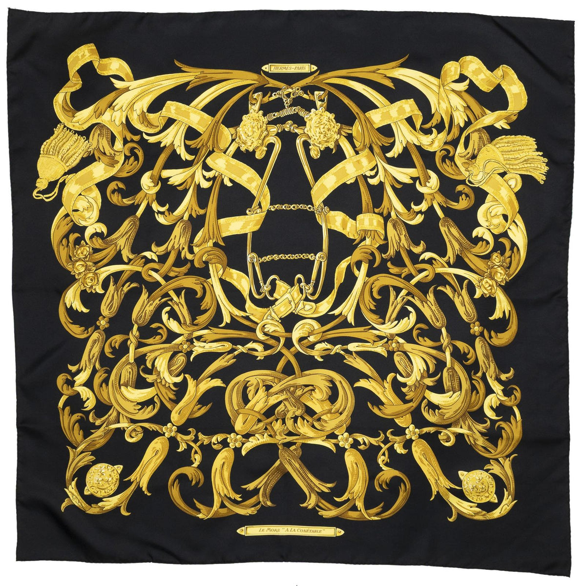 Hermes Scarf Black Gold Silk — view 2