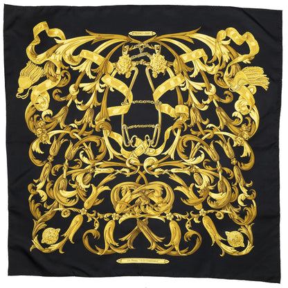 Hermes Scarf Black Gold Silk — view 2