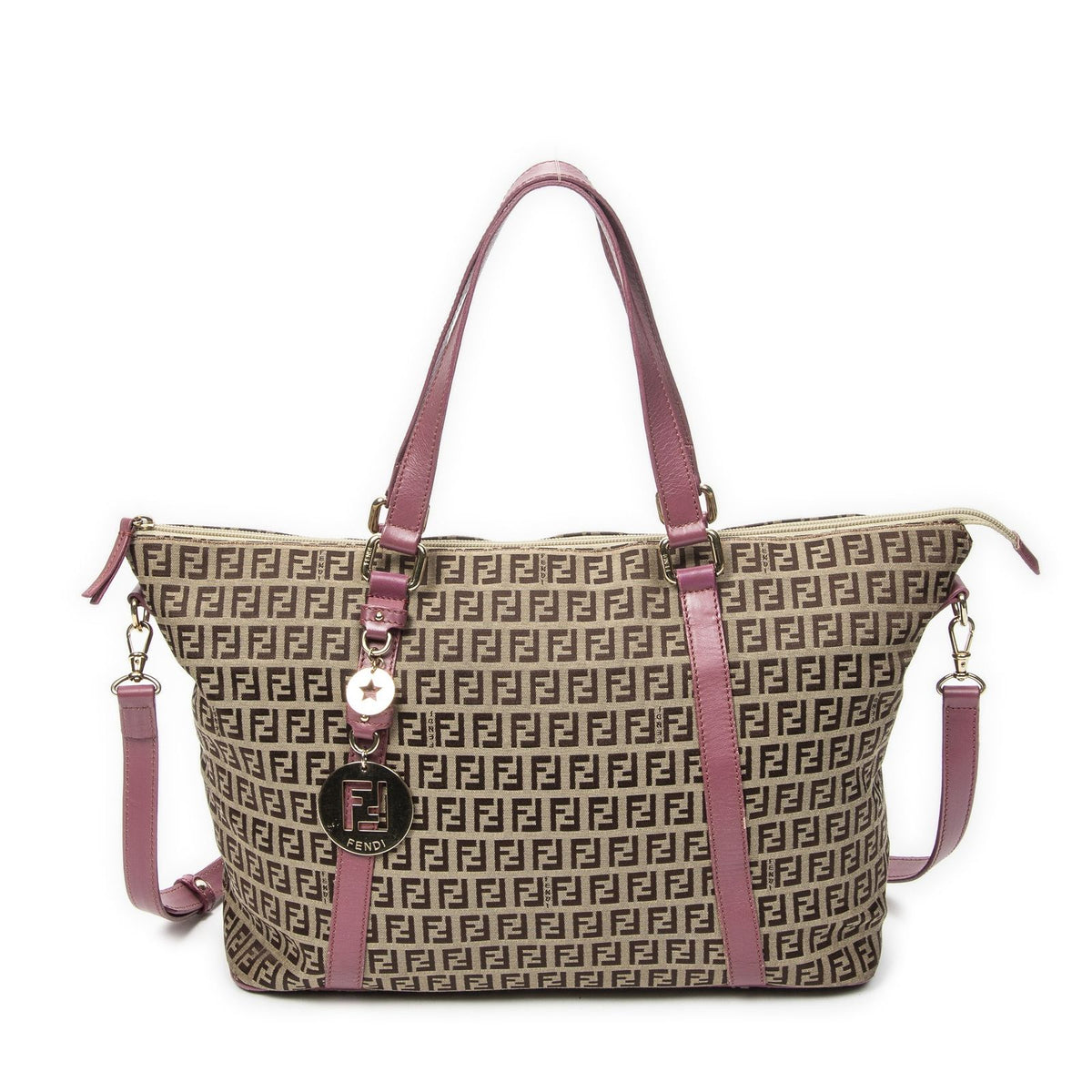 Fendi Square Shopping Tote Bag Beige Zucchino Canvas