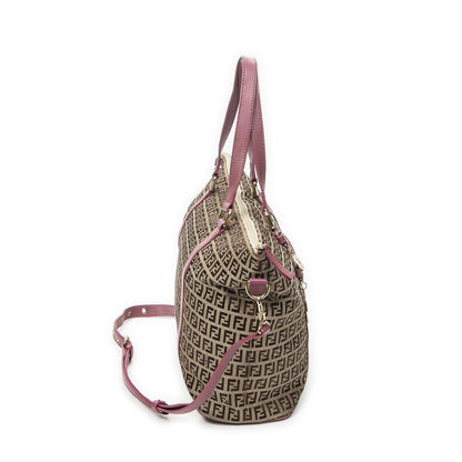 Fendi Square Shopping Tote Bag Beige Zucchino Canvas — view 4