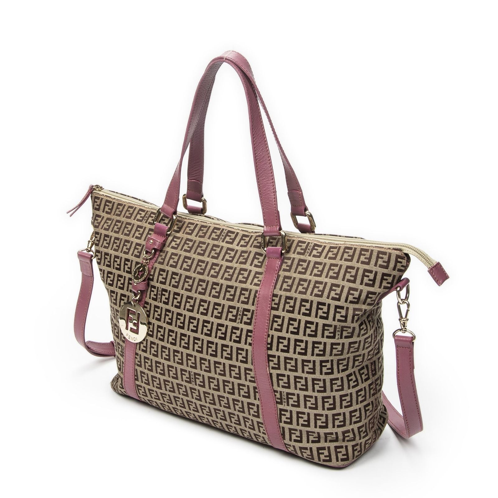 Fendi Square Shopping Tote Bag Beige Zucchino Canvas — view 2