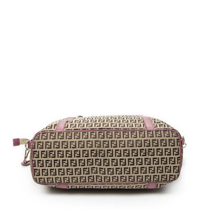 Fendi Square Shopping Tote Bag Beige Zucchino Canvas — view 6