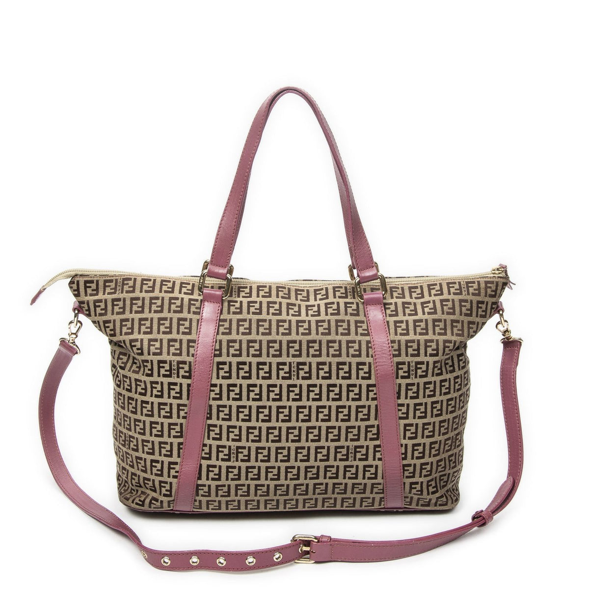 Fendi Square Shopping Tote Bag Beige Zucchino Canvas — view 5
