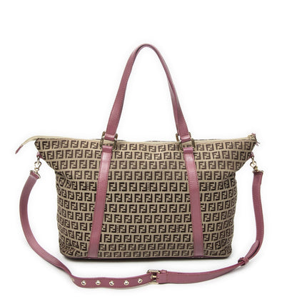 Fendi Square Shopping Tote Bag Beige Zucchino Canvas — view 5