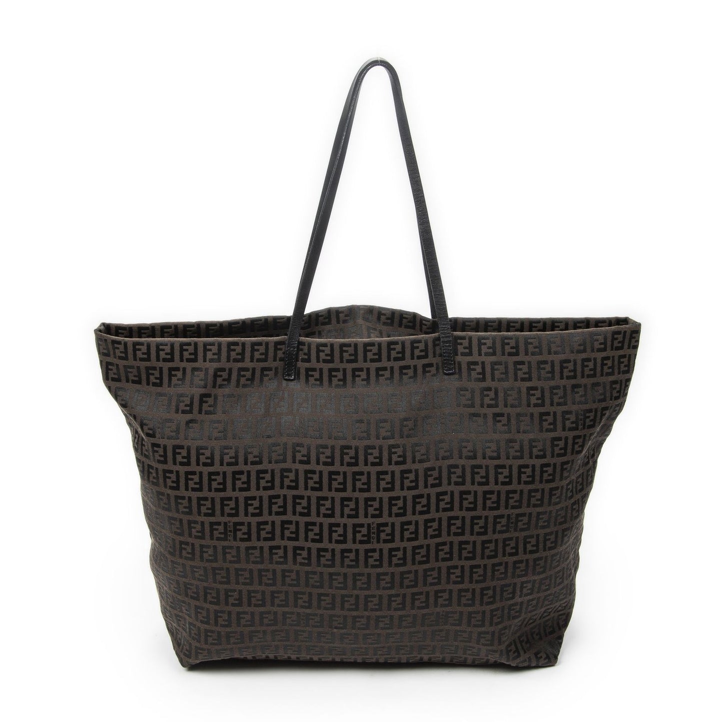Fendi Large Zip Tote Bag Brown Black Zucchino Canvas