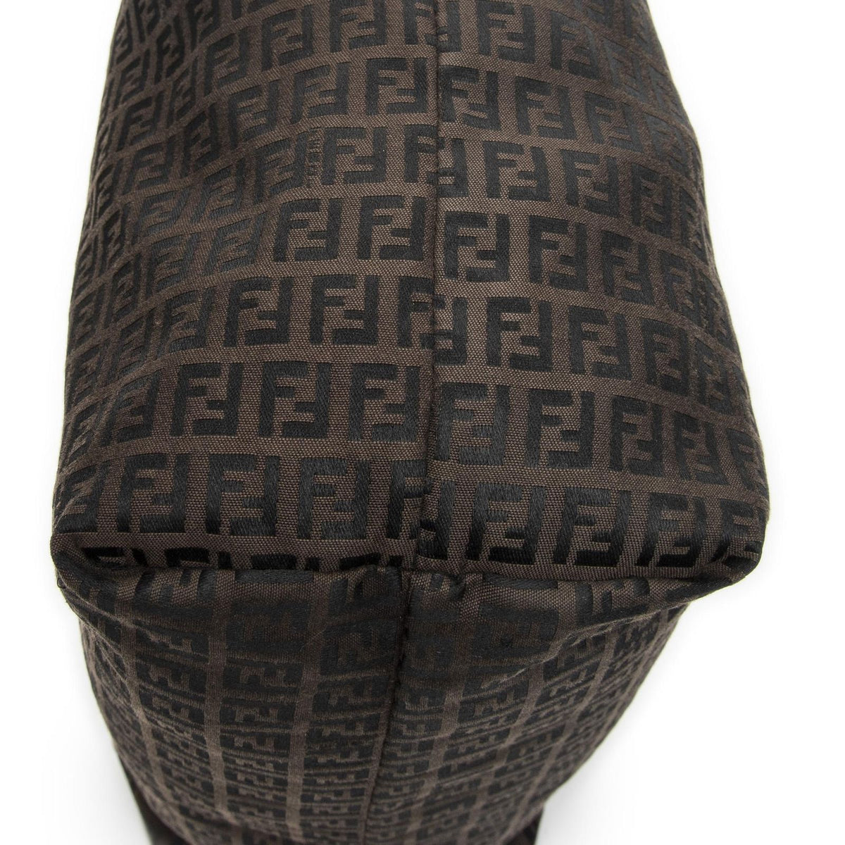 Fendi Large Zip Tote Bag Brown Black Zucchino Canvas — view 8