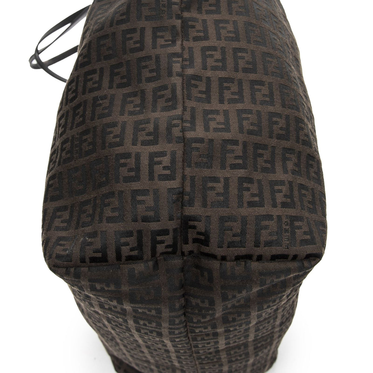 Fendi Large Zip Tote Bag Brown Black Zucchino Canvas — view 7