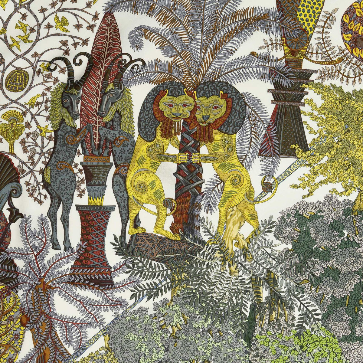Hermes Scarf Ivory Green Silk — view 3