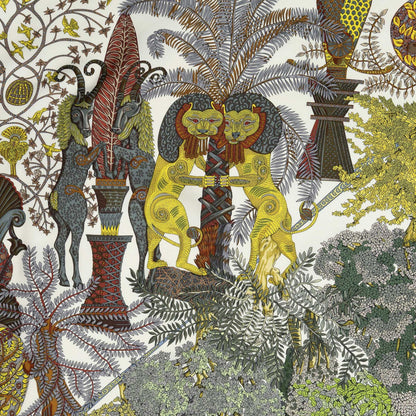 Hermes Scarf Ivory Green Silk — view 3
