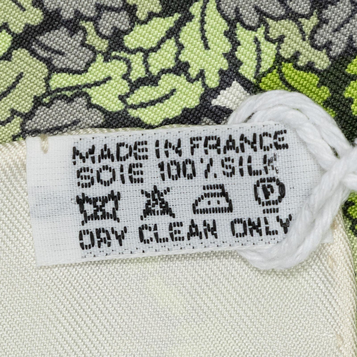 Hermes Scarf Ivory Green Silk — view 5