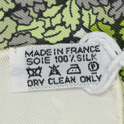 Hermes Scarf Ivory Green Silk — view 5