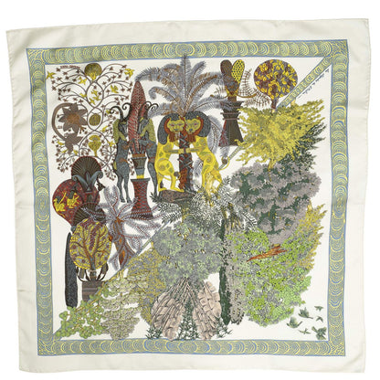 Hermes Scarf Ivory Green Silk — view 2