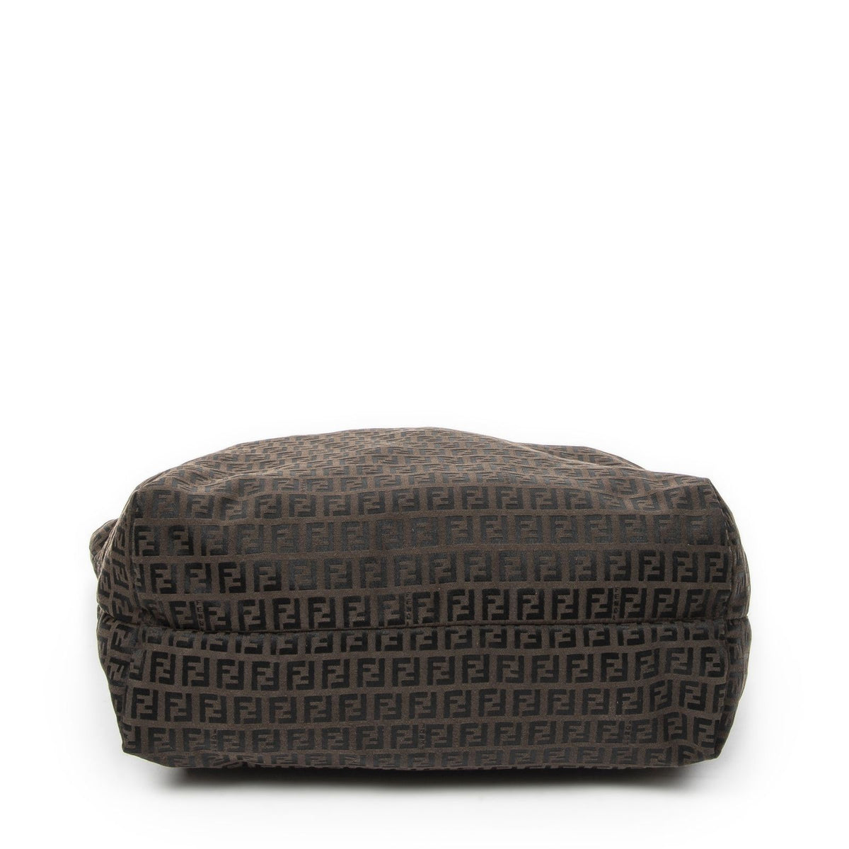 Fendi Large Zip Tote Bag Brown Black Zucchino Canvas — view 6