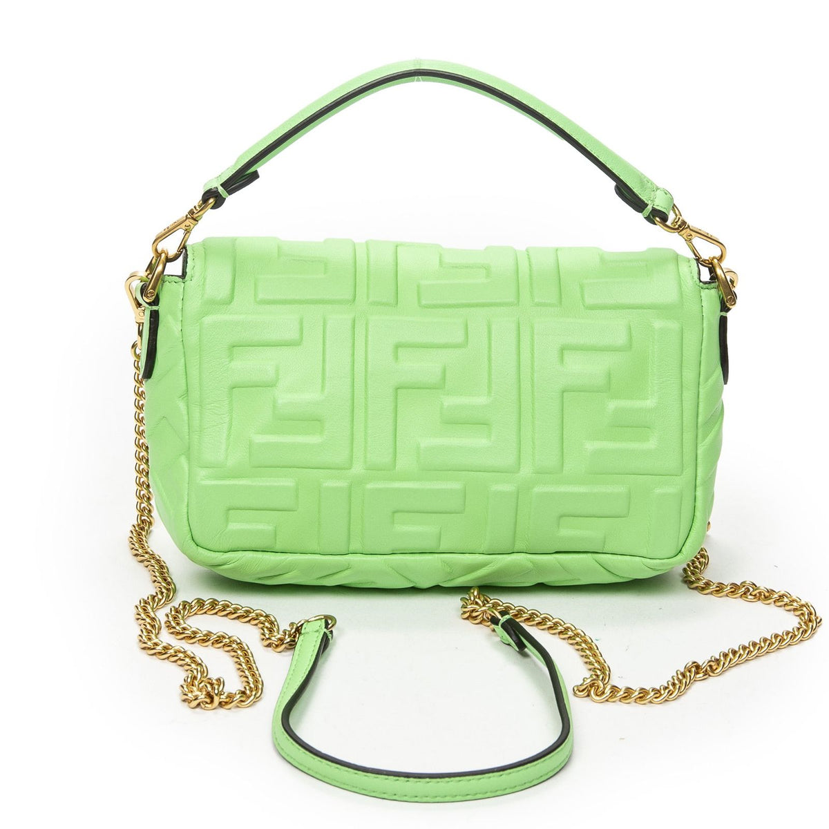 Fendi Mini Cassette Crossbody Green Zucca Embossed Leather — view 5