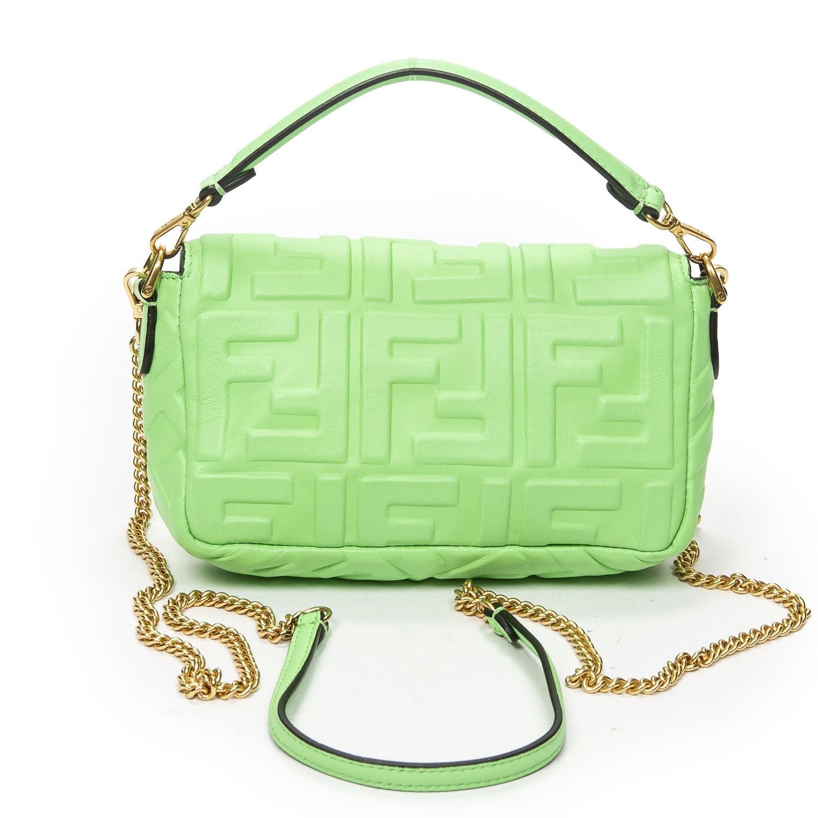 Fendi Mini Cassette Crossbody Green Zucca Embossed Leather — view 5