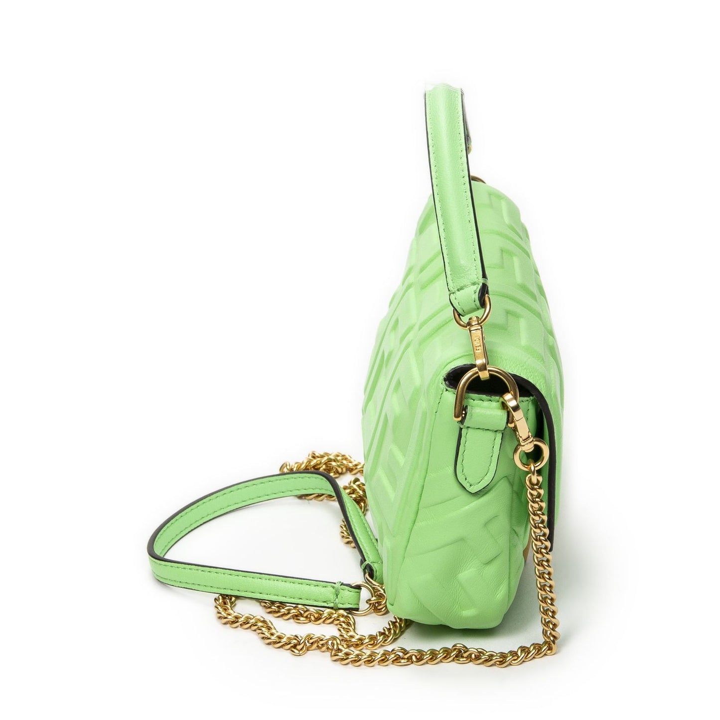 Fendi Mini Cassette Crossbody Green Zucca Embossed Leather — view 4
