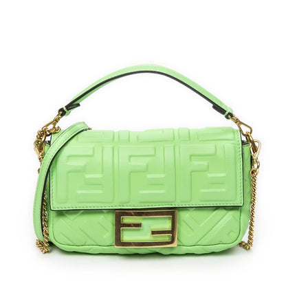 Fendi Mini Cassette Crossbody Green Zucca Embossed Leather